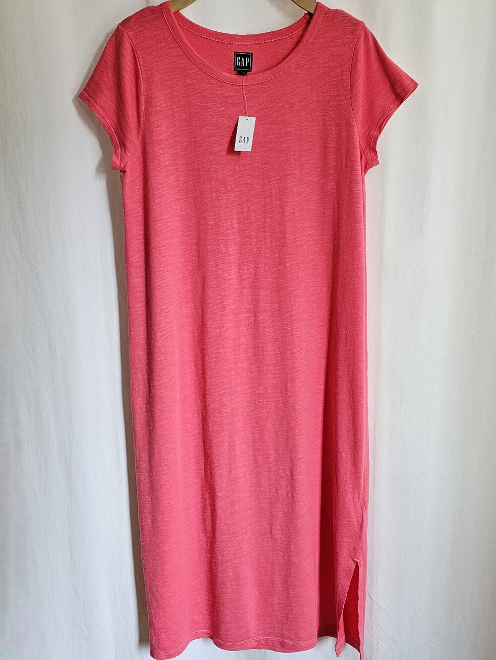 GAP Coral Pink Short Sleeve Midi T-Shirt Dress